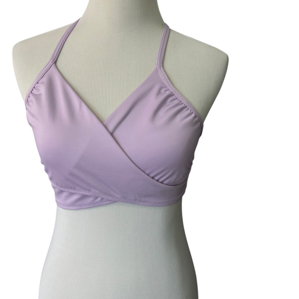 PINK Sport Bra Crisscross Halter Top‎ Light Support Lavender L/G B85